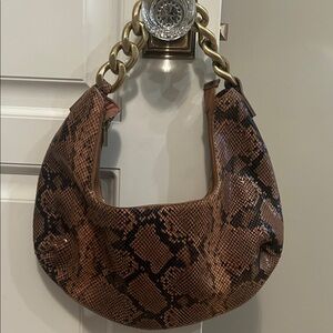 H&M Snake Print Hobo Bag with Gold Chain